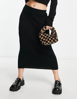 ASOS DESIGN knitted midi skirt in black - part of a set