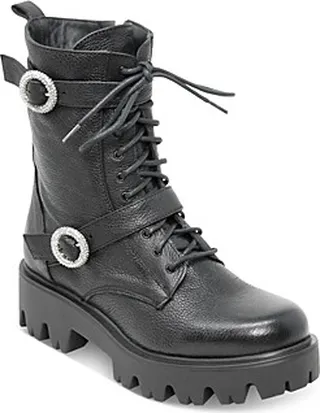 Charles David Women's Hacker Embellished Buckled Combat Booties