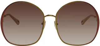 Chloé Gold & Red Round Sunglasses