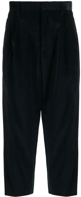 Cropped Tapered-Leg Corduroy Trousers