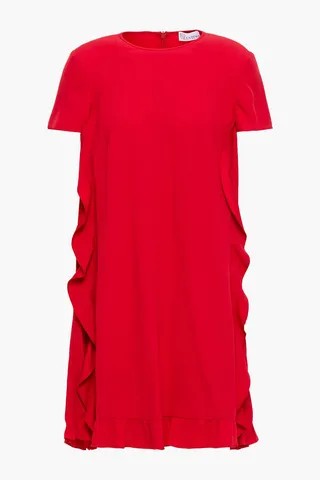 Ruffled satin-crepe mini dress