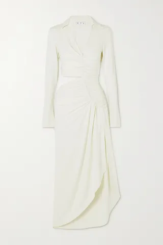 Off-White - Asymmetric Cutout Ruched Stretch-jersey Dress - IT36