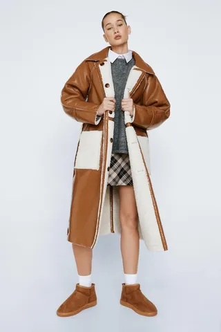 Nasty Gal Womens Petite Reversible Faux Leather Lined Coat