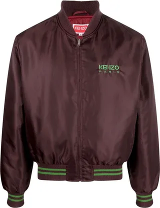 Embroidered-Logo Zipped Bomber Jacket