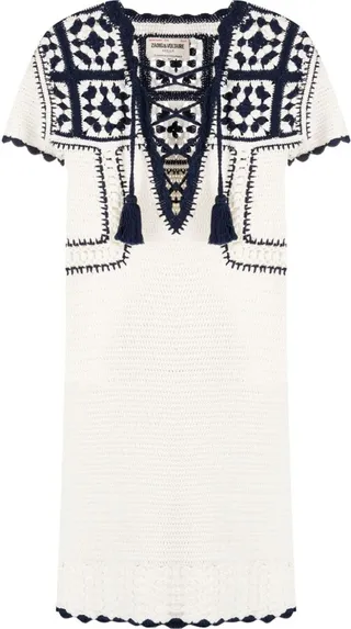 Imany tasselled crochet organic cotton minidress