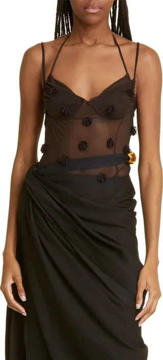 Le Body Ilha Embroidered Mesh Bodysuit
