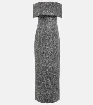 Emmanuella metallic tweed gown