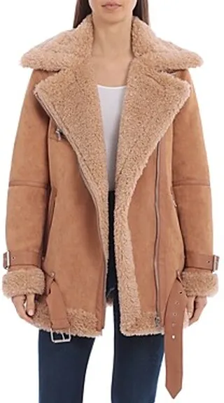 Avec Les Filles Oversized Faux Shearling Biker Jacket