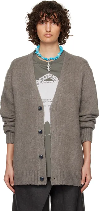 Acne Studios Gray Y-Neck Cardigan