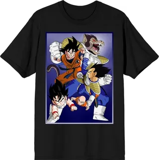 Dragon Ball Z Anime Cartoon Character Group Men's Short Sleeve Graphic Tee Shirt-M