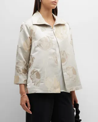 Floral Jacquard A-Line Jacket