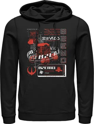 Men's Star Wars: Andor B2EMO Droid Blueprints Pull Over Hoodie - Black - 2X Large