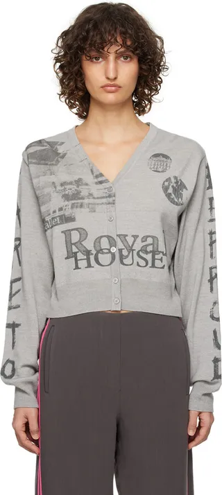 TheOpen Product Gray Collage Cardigan