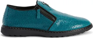 Snake-Skin Effect Leather Loafers