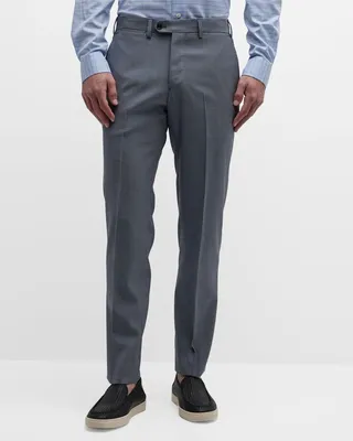 Men's Flat-Front Wool Trousers