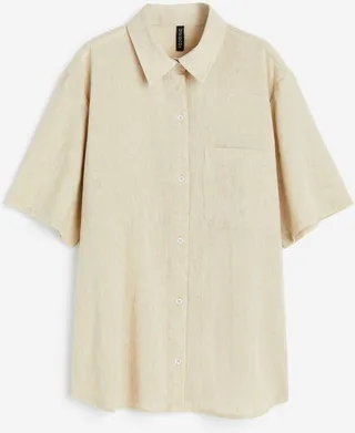 Short-sleeved Linen-blend Shirt