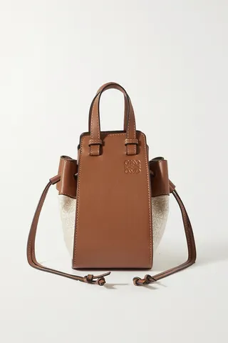 Loewe - Hammock Mini Leather And Cotton-canvas Tote - Brown