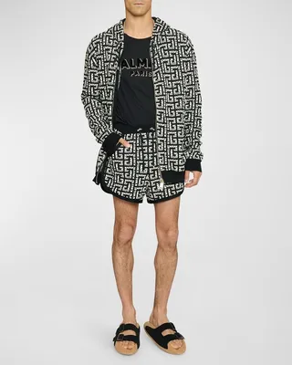 Men's Marble Monogram Knit Zip Hoodie