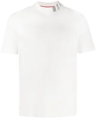4-Bar intarsia mock-neck T-shirt