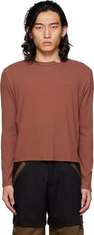 SPENCER BADU Brown Crewneck Long Sleeve T-Shirt