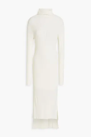 Ribbed-knit turtleneck midi dress