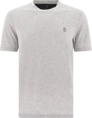 Brunello Cucinelli Logo Embroidered Crewneck T-Shirt