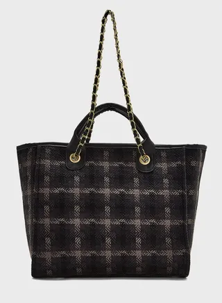 Printed Large Tote Bag With Chain Strap