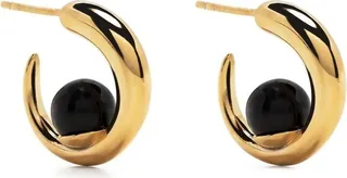 Tiny Isha Gold Vermeil Onyx Hoops