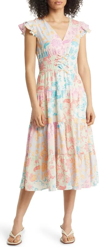 Flutter Sleeve Midi Dress
