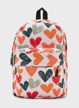 Printed Backpack With Laptop Compartment