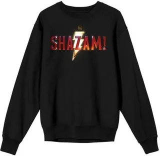 Shazam! Movie Title Logo Women’s Black Long-Sleeve Sweatshirt-Large