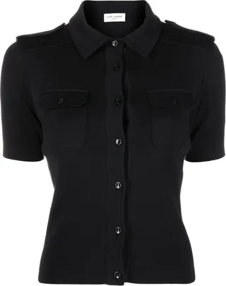 Knitted Button-Fastening Polo Shirt