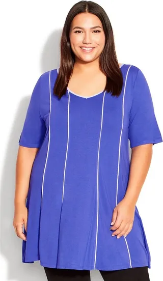AVENUE | Women's Plus Size Swing Panel Tunic - blue - 14W