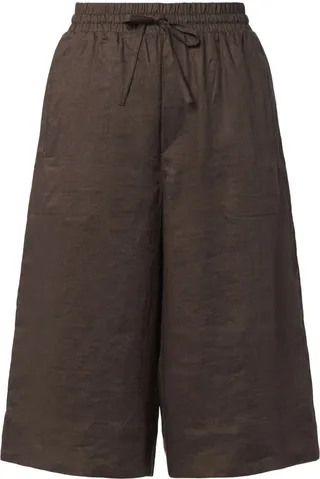 High-Waist Linen Bermuda Shorts