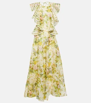 Eden floral linen and silk midi dress