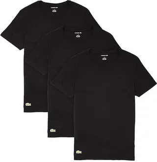 Lacoste 3-Pack Crew Neck Regular Fit Essential T-Shirt (Black) Men's Clothing