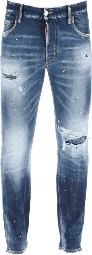 Blue Spots Wash Skater Fit Jeans