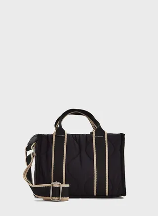 Quilted Nylon Tote Bag With Long Handle