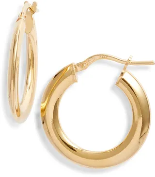 Sterling Silver Medium Tube Hoop Earrings