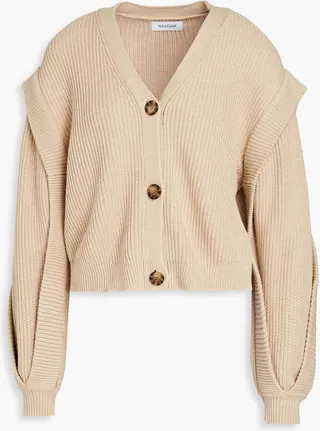Ribbed cotton and cashmere-blend cardigan