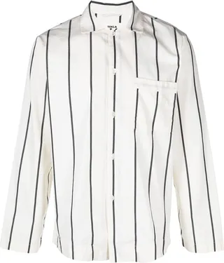 Poplin striped organic cotton pyjama shirt