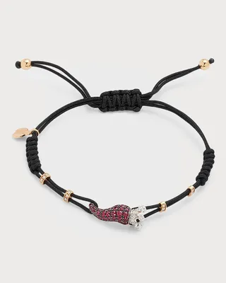 18k Gold Diamond & Ruby Medium Pepper Crown Pull-Cord Bracelet