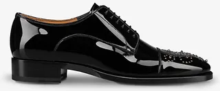 Womens Black Maltese Stud-embellished Patent-leather Oxford Shoes