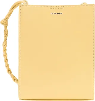 Leather shoulder bag with printed logo on the front