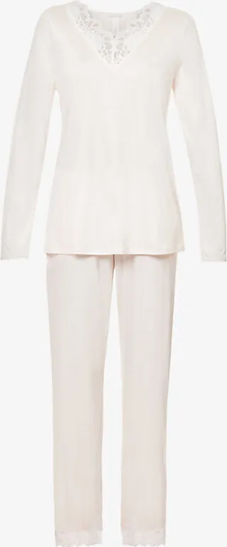 Womens Bonbon Mae ace-trim Stretch-jersey Pyjamas