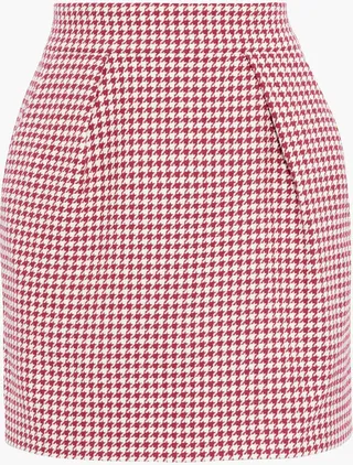 Pleated houndstooth cotton-blend jacquard mini skirt