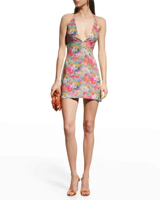 Roberta Sequin Halter Mini Dress