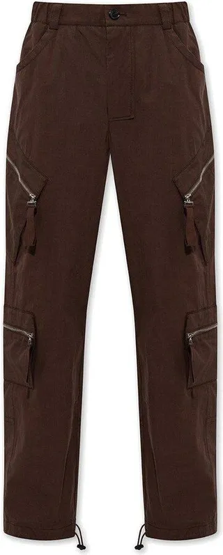 Multiple-pocket Detail Straight Leg Trousers