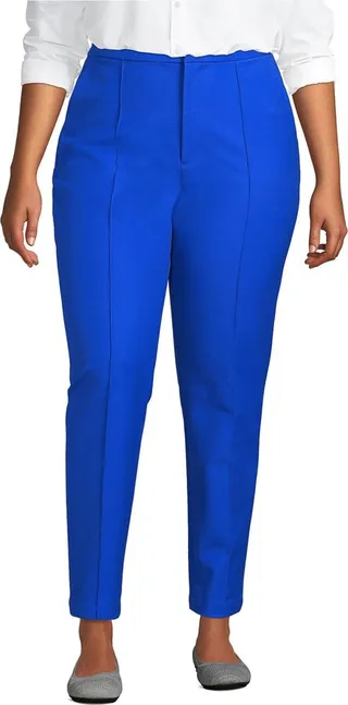 Lands' End Women's Plus Size High Rise Bi Stretch Pintuck Pencil Ankle Pants