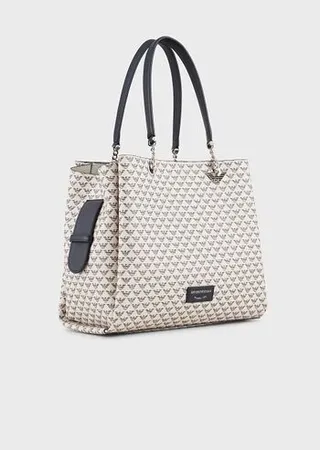All-over eagle shopper bag with eagle charm